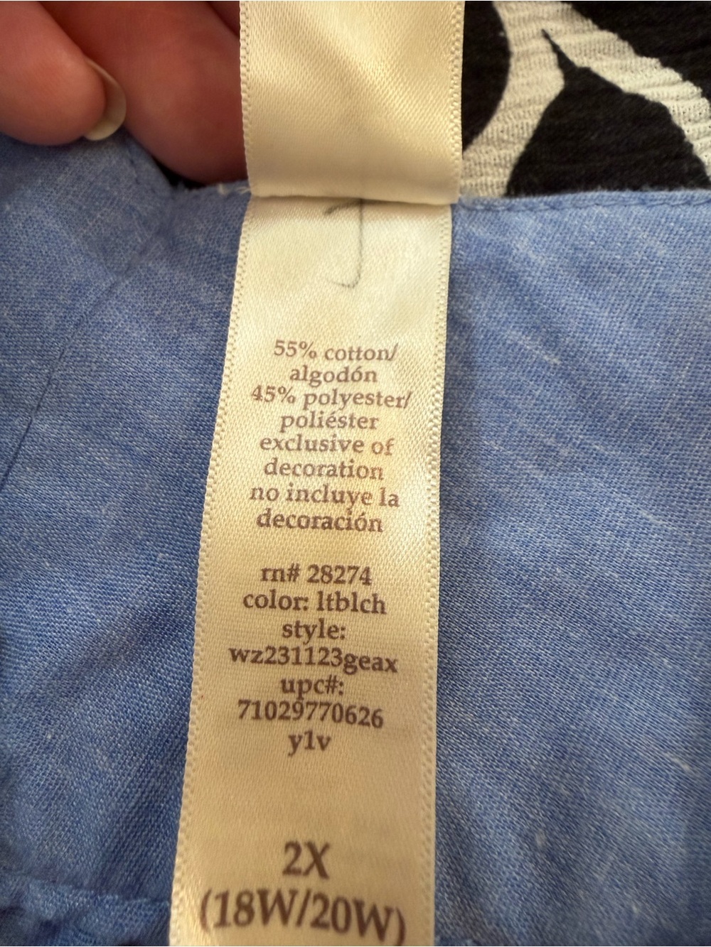 White Stag Blue Women's Plus Sleep gown w pockets nwot 2x - Picture 5 of 6